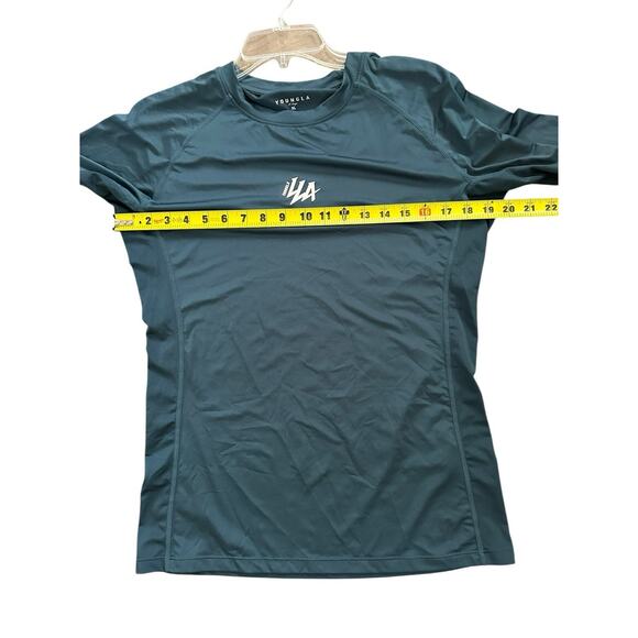 YoungLA Shirt Green Long Sleeve Performance Stretch Crew Neck Lightweight XL - Picture 4 of 9